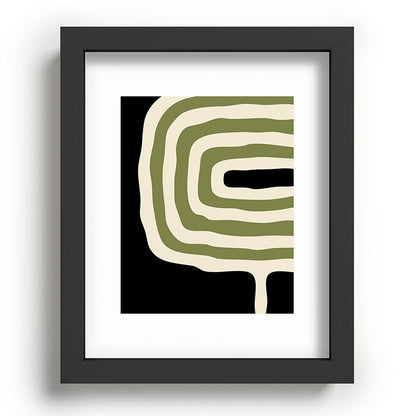 Abstract Geometric Rings 234 Black Olive Green and Beige Framed Art Print Gallery Image 78