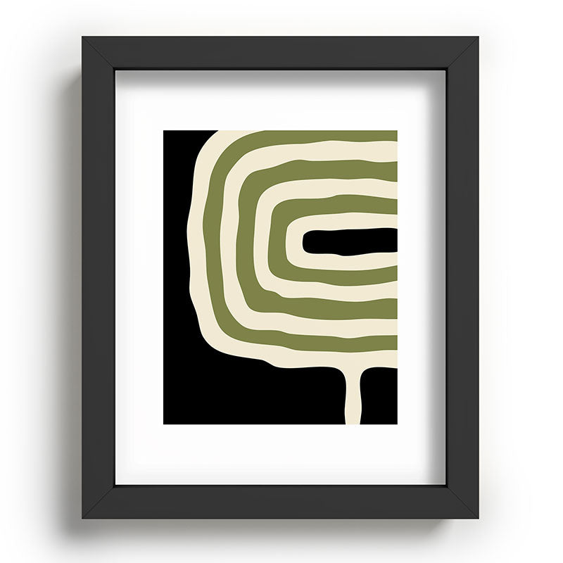 Abstract Geometric Rings 234 Black Olive Green and Beige Framed Art Print Gallery Image 80