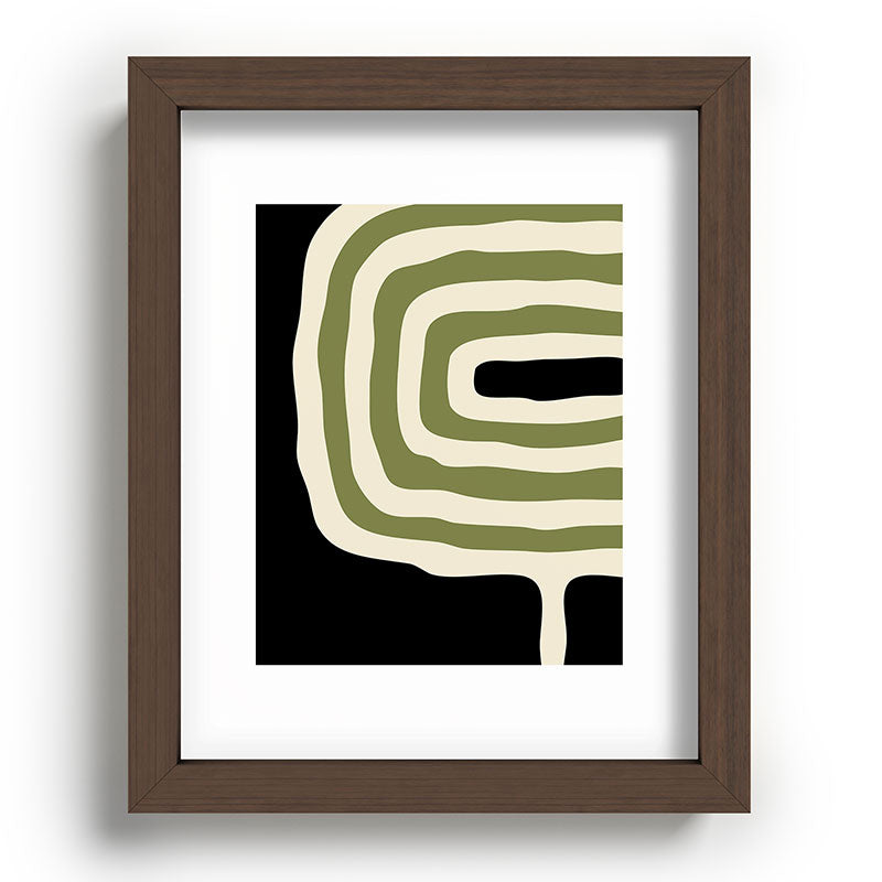 Abstract Geometric Rings 234 Black Olive Green and Beige Framed Art Print Gallery Image 88