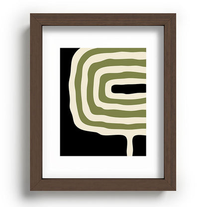 Abstract Geometric Rings 234 Black Olive Green and Beige Framed Art Print Gallery Image 88