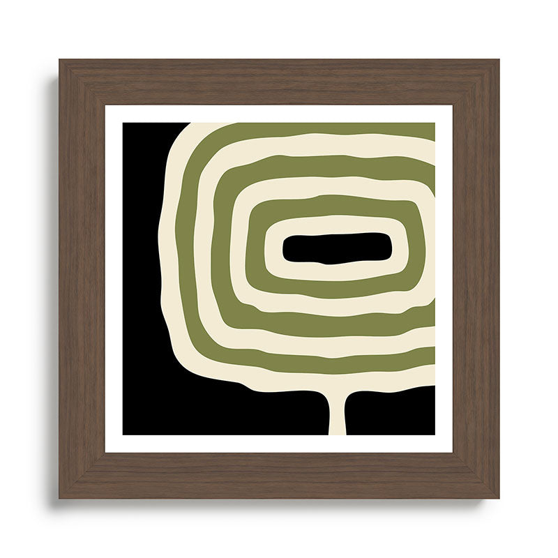 Abstract Geometric Rings 234 Black Olive Green and Beige Framed Art Print Gallery Image 57
