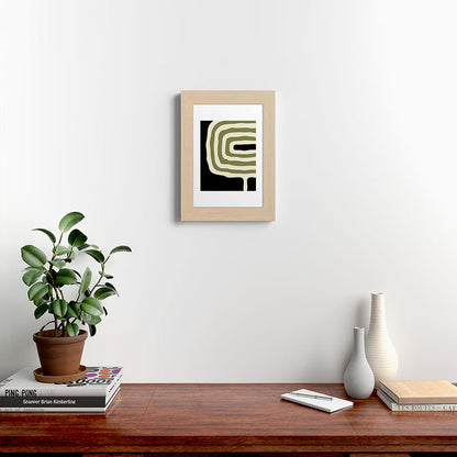 Abstract Geometric Rings 234 Black Olive Green and Beige Framed Art Print Gallery Image 62