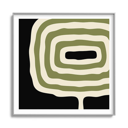Abstract Geometric Rings 234 Black Olive Green and Beige Framed Art Print Gallery Image 141