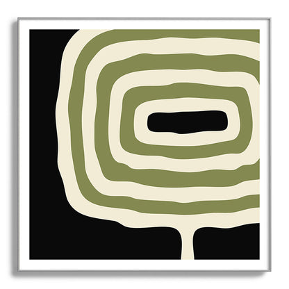 Abstract Geometric Rings 234 Black Olive Green and Beige Framed Art Print Gallery Image 142