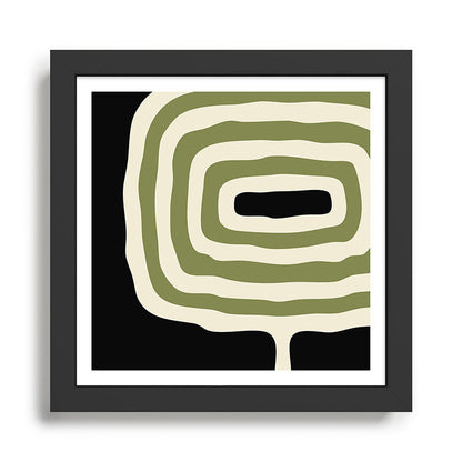 Abstract Geometric Rings 234 Black Olive Green and Beige Framed Art Print Gallery Image 2