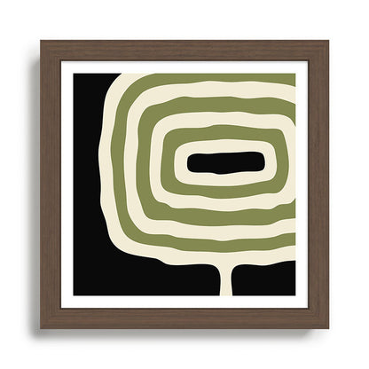 Abstract Geometric Rings 234 Black Olive Green and Beige Framed Art Print Gallery Image 13