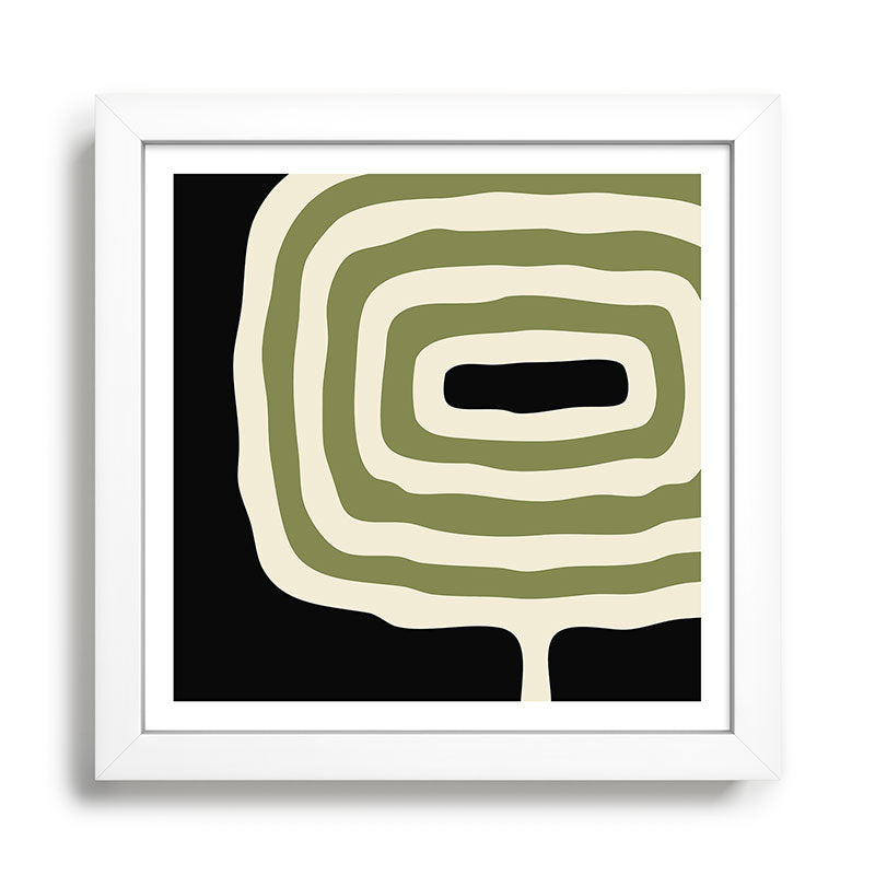 Abstract Geometric Rings 234 Black Olive Green and Beige Framed Art Print Gallery Image 35
