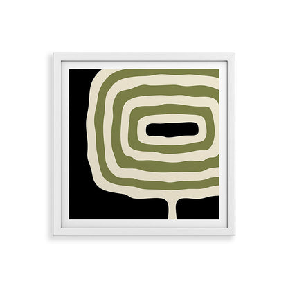 Abstract Geometric Rings 234 Black Olive Green and Beige Framed Art Print Gallery Image 38