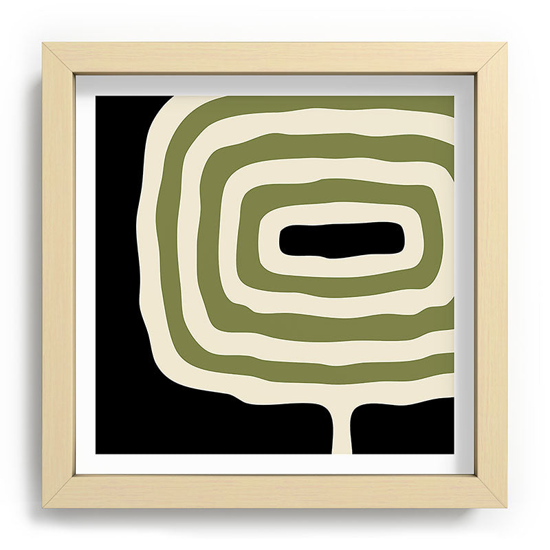 Abstract Geometric Rings 234 Black Olive Green and Beige Framed Art Print Gallery Image 106