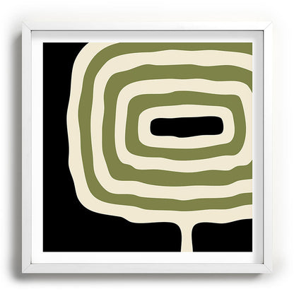 Abstract Geometric Rings 234 Black Olive Green and Beige Framed Art Print Gallery Image 118