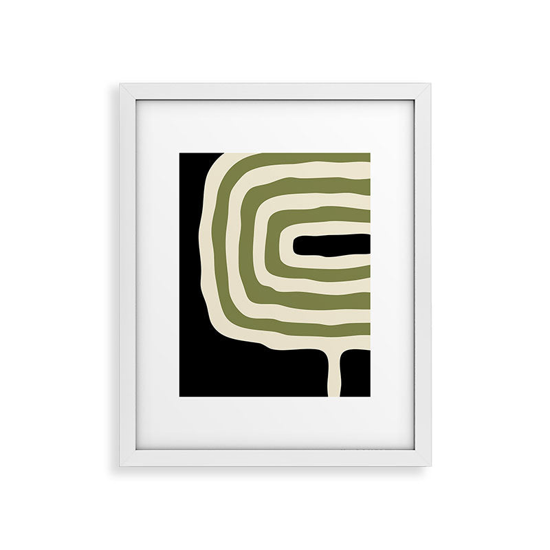 Abstract Geometric Rings 234 Black Olive Green and Beige Framed Art Print Gallery Image 30
