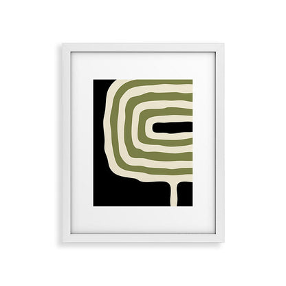 Abstract Geometric Rings 234 Black Olive Green and Beige Framed Art Print Gallery Image 30