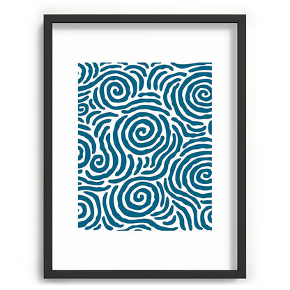 Ripple Effect Pattern Peacock Blue Framed Art Print Gallery Image 83