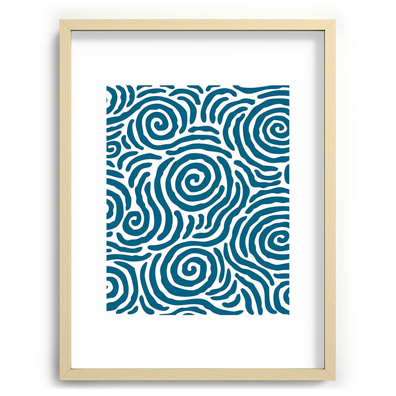 Ripple Effect Pattern Peacock Blue Framed Art Print Gallery Image 99