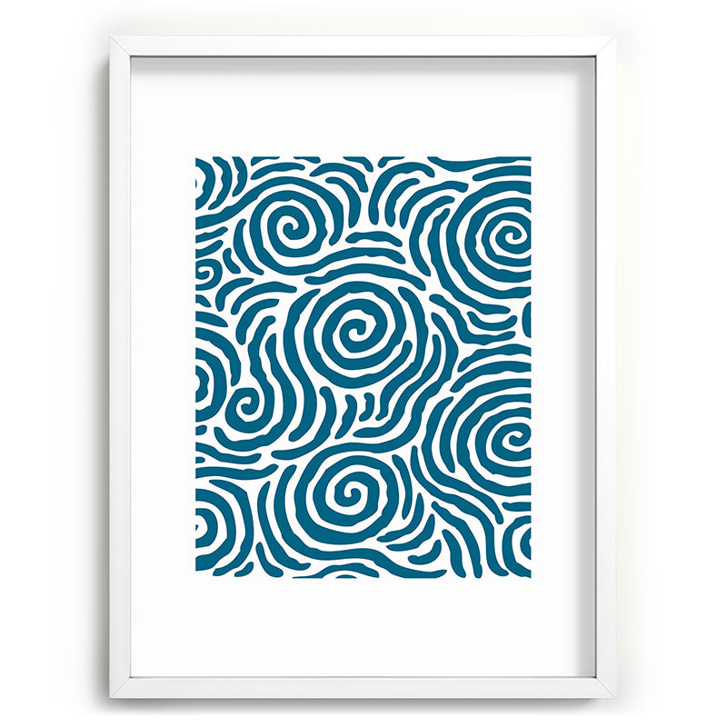 Ripple Effect Pattern Peacock Blue Framed Art Print Gallery Image 107