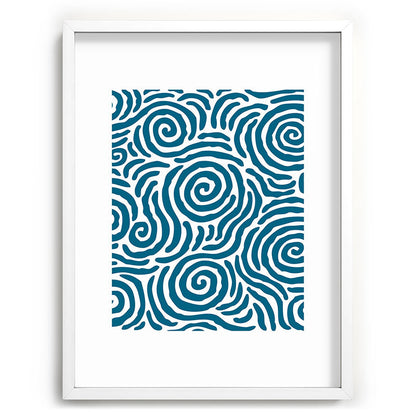 Ripple Effect Pattern Peacock Blue Framed Art Print Gallery Image 108