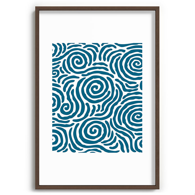 Ripple Effect Pattern Peacock Blue Framed Art Print Gallery Image 94