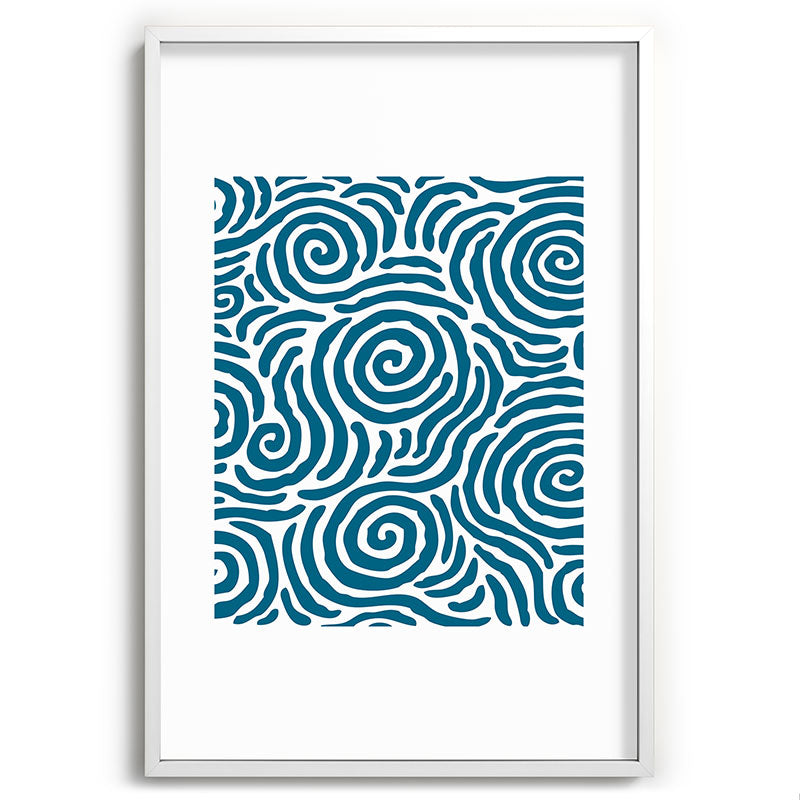 Ripple Effect Pattern Peacock Blue Framed Art Print Gallery Image 110