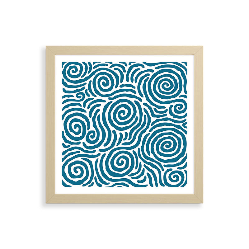 Ripple Effect Pattern Peacock Blue Framed Art Print Gallery Image 71
