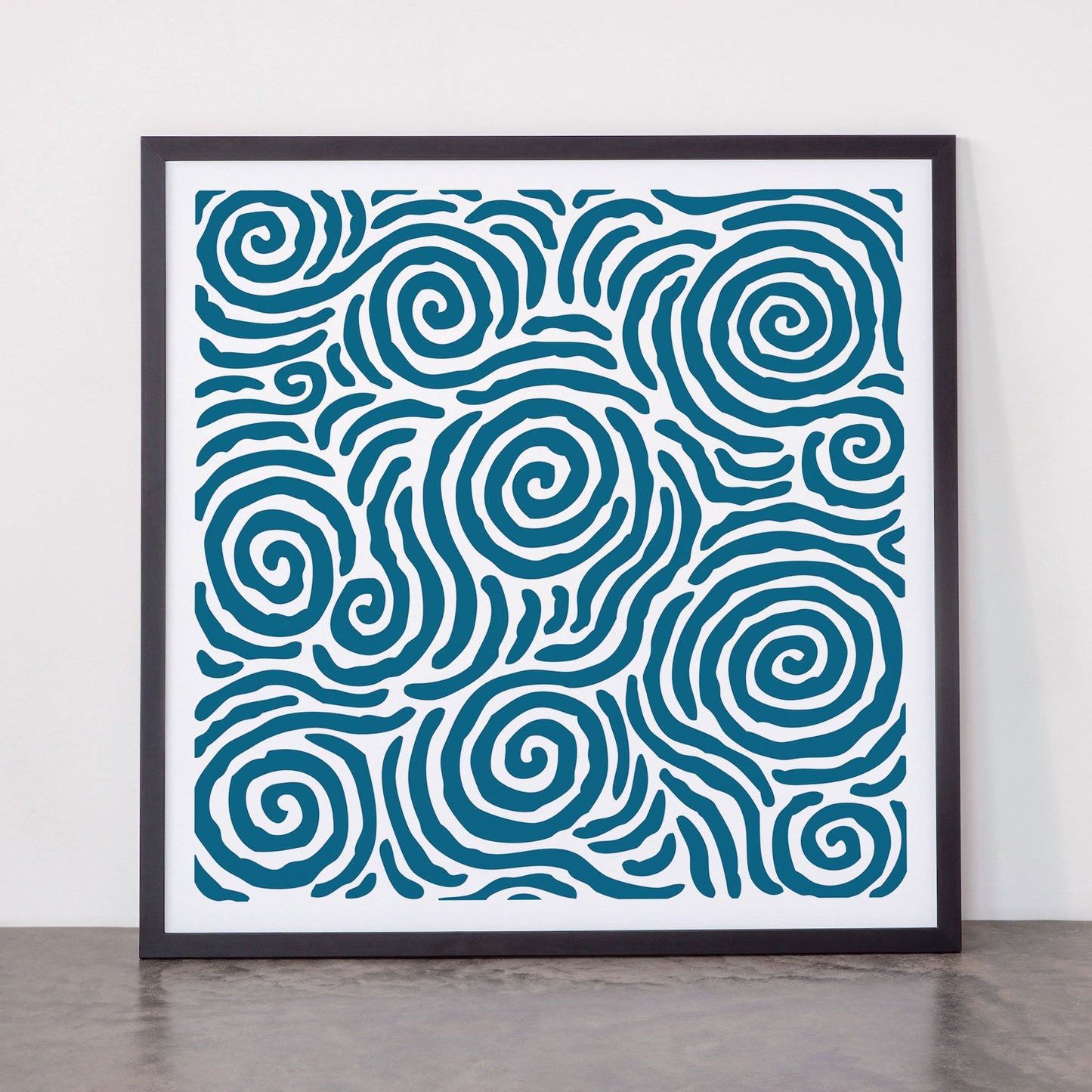 Ripple Effect Pattern Peacock Blue Framed Art Print Gallery Image 55