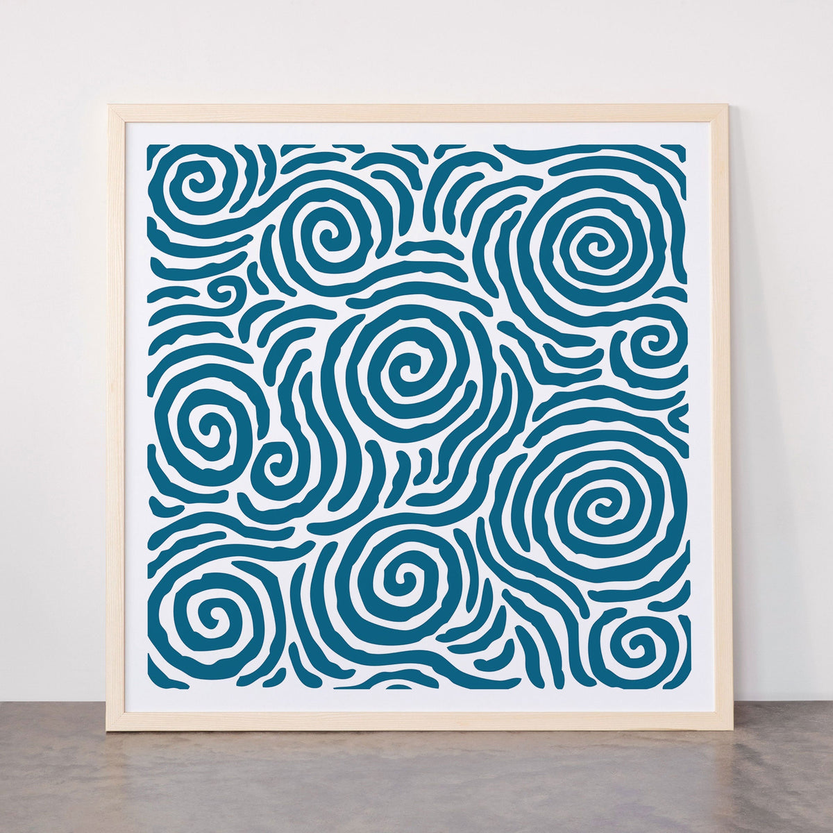 Ripple Effect Pattern Peacock Blue Framed Art Print Gallery Image 77