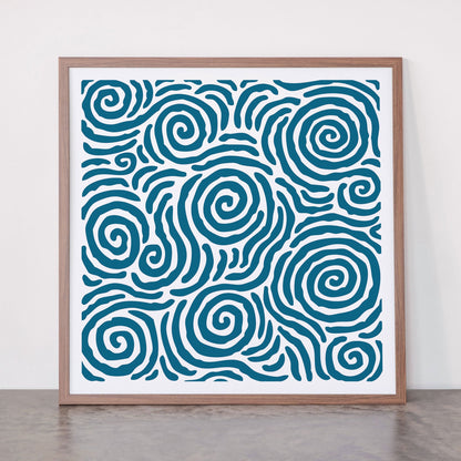 Ripple Effect Pattern Peacock Blue Framed Art Print Gallery Image 66
