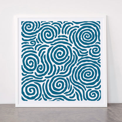 Ripple Effect Pattern Peacock Blue Framed Art Print Gallery Image 87