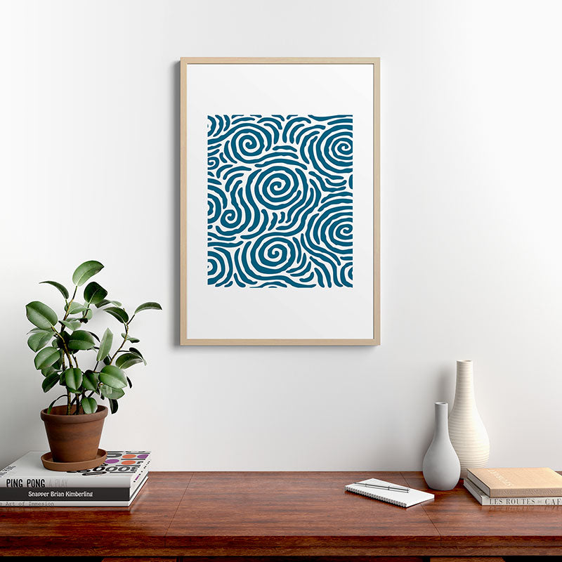Ripple Effect Pattern Peacock Blue Framed Art Print Gallery Image 28