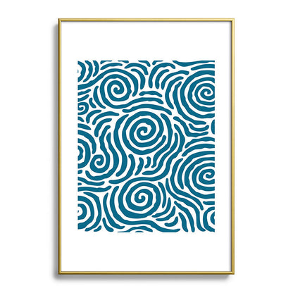 Ripple Effect Pattern Peacock Blue Framed Art Print Gallery Image 123