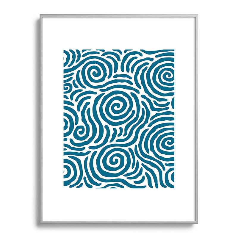 Ripple Effect Pattern Peacock Blue Framed Art Print Gallery Image 135