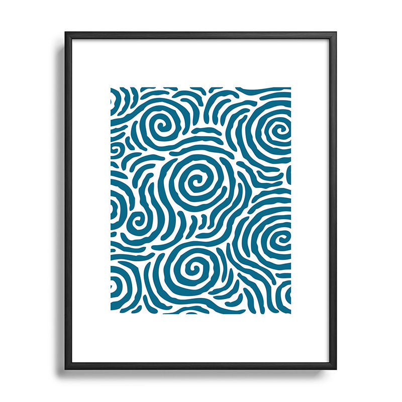 Ripple Effect Pattern Peacock Blue Framed Art Print Gallery Image 112