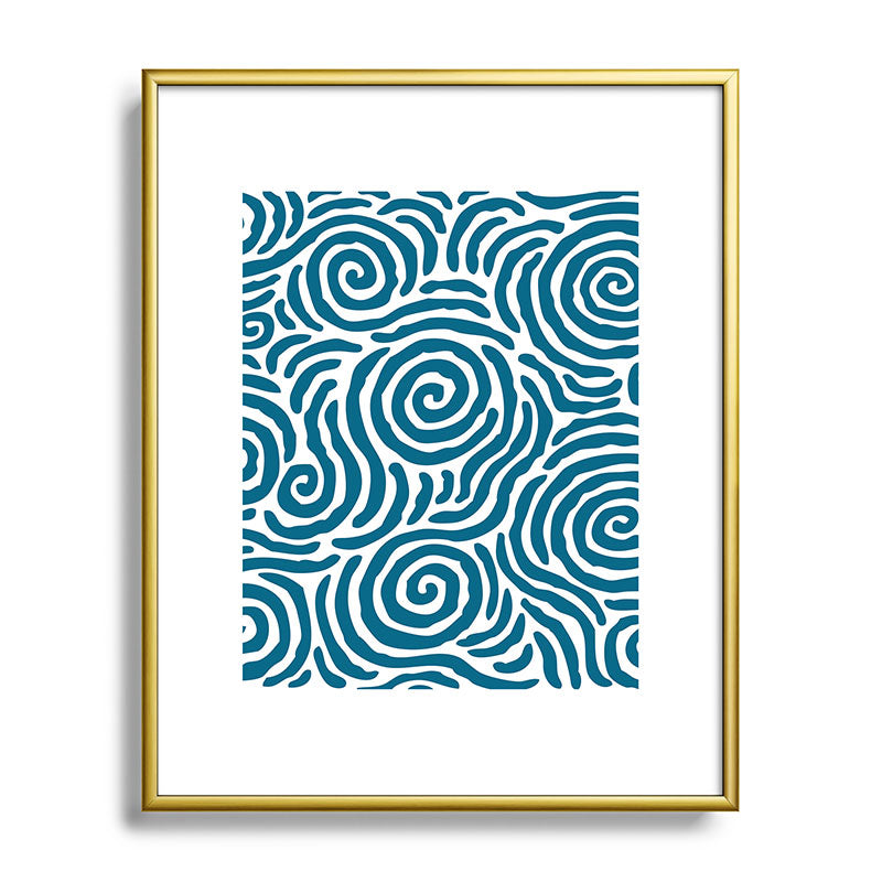 Ripple Effect Pattern Peacock Blue Framed Art Print Gallery Image 120