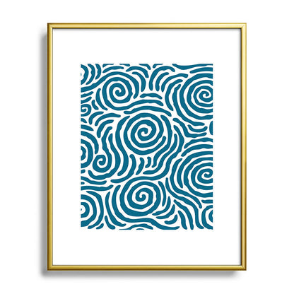 Ripple Effect Pattern Peacock Blue Framed Art Print Gallery Image 120