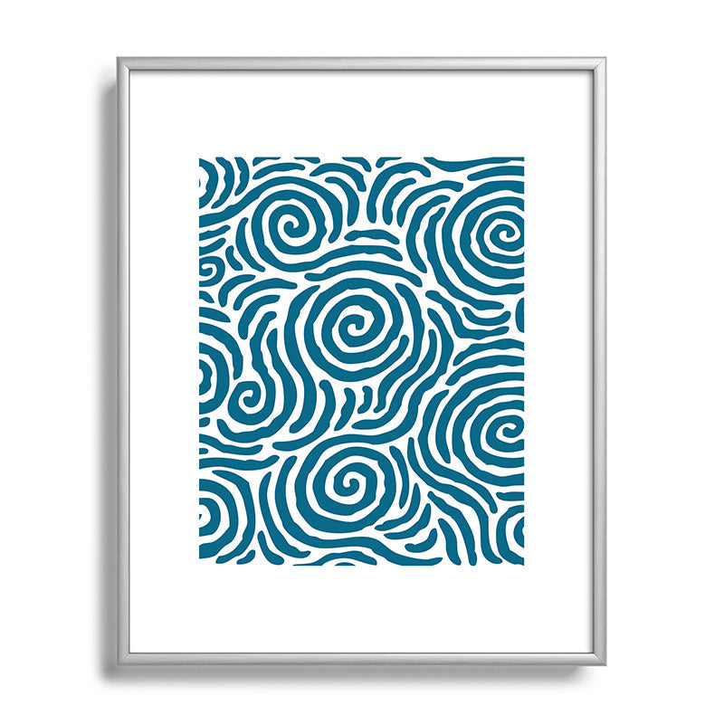 Ripple Effect Pattern Peacock Blue Framed Art Print Gallery Image 131