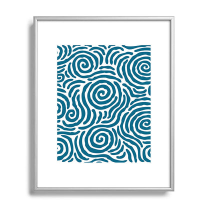 Ripple Effect Pattern Peacock Blue Framed Art Print Gallery Image 131