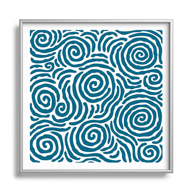 Ripple Effect Pattern Peacock Blue Framed Art Print Gallery Image 140