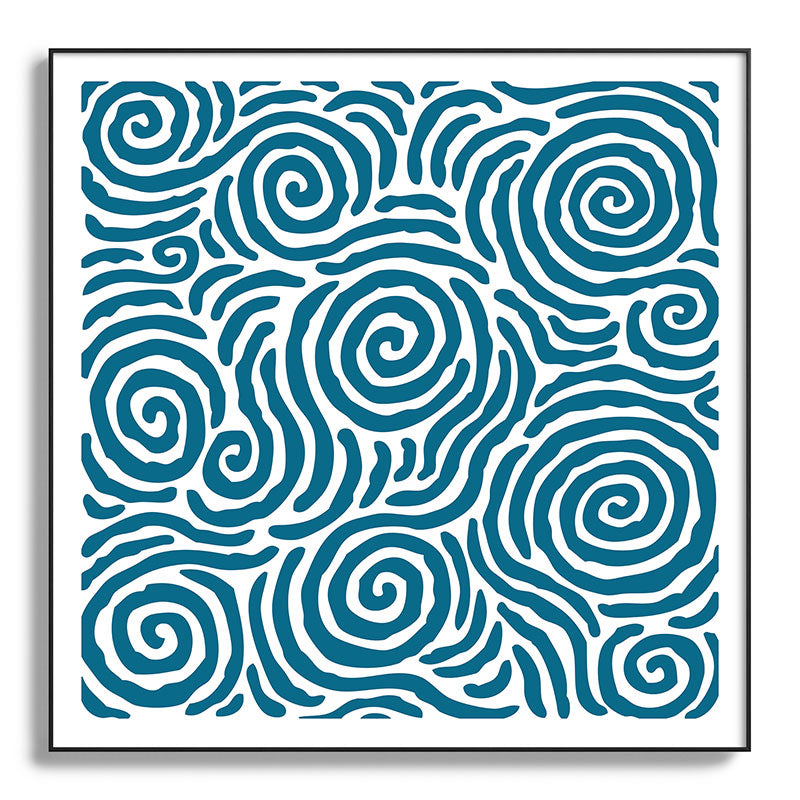 Ripple Effect Pattern Peacock Blue Framed Art Print Gallery Image 130