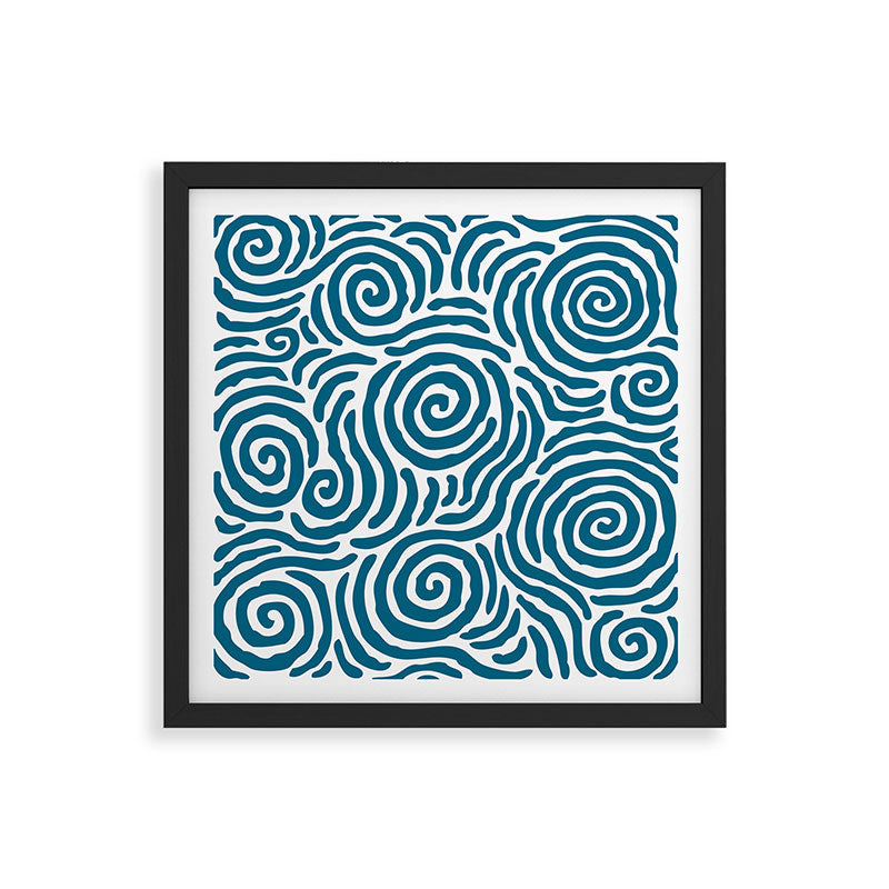 Ripple Effect Pattern Peacock Blue Framed Art Print Gallery Image 7