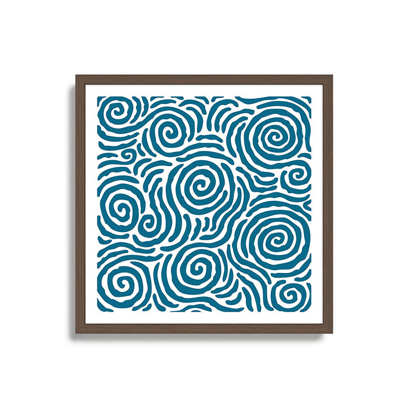 Ripple Effect Pattern Peacock Blue Framed Art Print Gallery Image 17