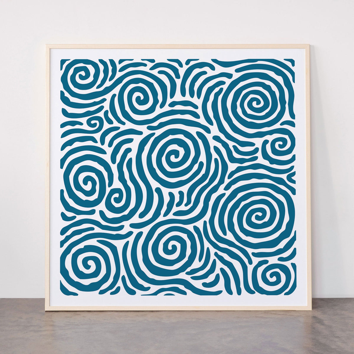 Ripple Effect Pattern Peacock Blue Framed Art Print Gallery Image 33