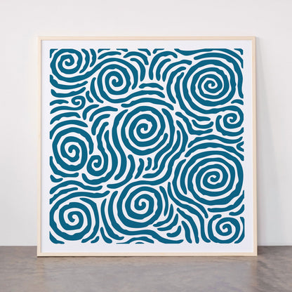 Ripple Effect Pattern Peacock Blue Framed Art Print Gallery Image 33