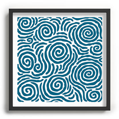 Ripple Effect Pattern Peacock Blue Framed Art Print Gallery Image 93