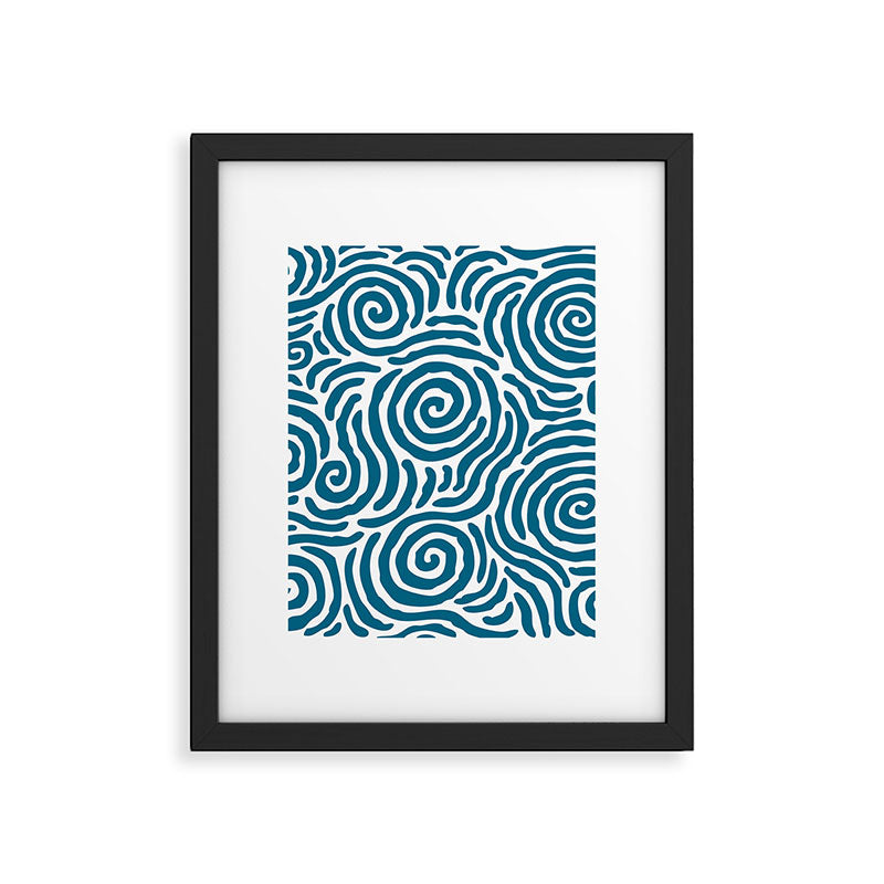 Ripple Effect Pattern Peacock Blue Framed Art Print Gallery Image 5