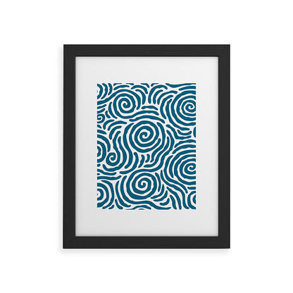 Ripple Effect Pattern Peacock Blue Framed Art Print Gallery Image 47