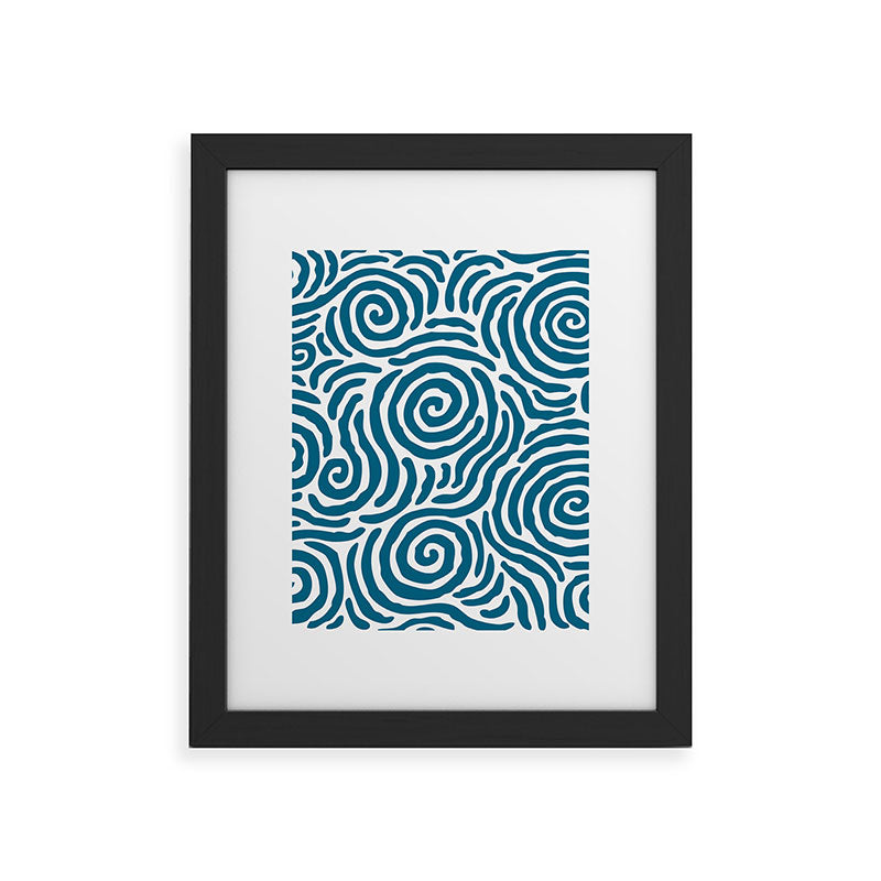 Ripple Effect Pattern Peacock Blue Framed Art Print Gallery Image 41