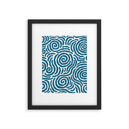 Ripple Effect Pattern Peacock Blue Framed Art Print Gallery Image 6
