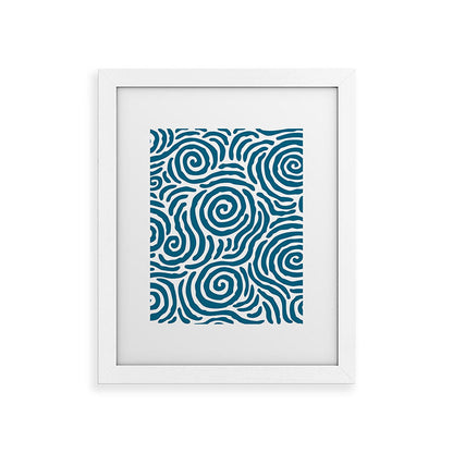 Ripple Effect Pattern Peacock Blue Framed Art Print Gallery Image 75