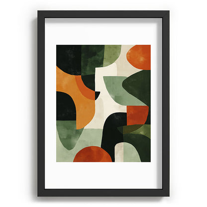 Earthy Mid-Century Abstract Composition in Olive, Rust, and Charcoal Tones Framed Art Print Gallery Image 59