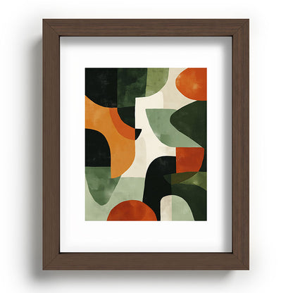 Earthy Mid-Century Abstract Composition in Olive, Rust, and Charcoal Tones Framed Art Print Gallery Image 63