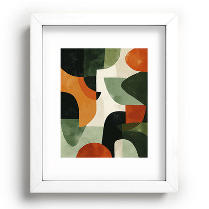 Earthy Mid-Century Abstract Composition in Olive, Rust, and Charcoal Tones Framed Art Print Gallery Image 76